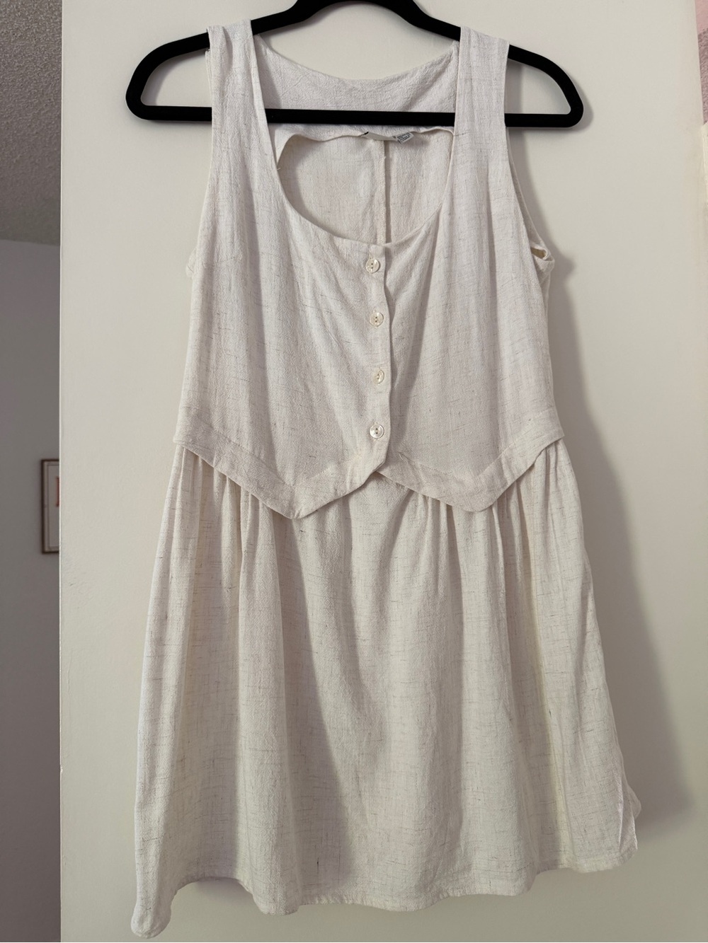 Rhythm. Cream Sleeveless Button-Front Mini Dress